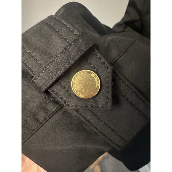 EUC Michael Kors Asymmetrical Belted Coat Black Size Large Gold Hardware Spring - Picture 7 of 11